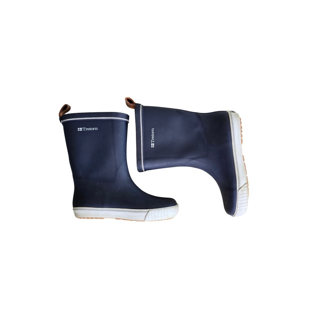 Tretorn Navy Blue Rubber Rain Waterproof Boots Size 36 US Youth 4 Warm Lined